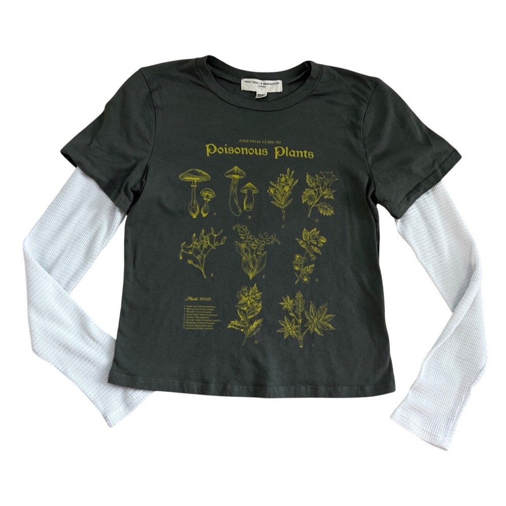 Project Social‎ T Urban Outfitters Poisonous Plants Layered Graphic Tee Large